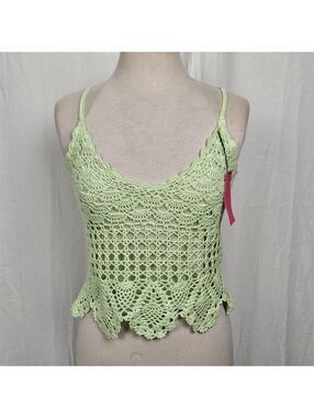 y2k deadstock crochet green top, oh yes size medium